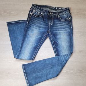Miss Me Boot Cut Angel Embellished Button-Flap Pocket Jeans Size 29